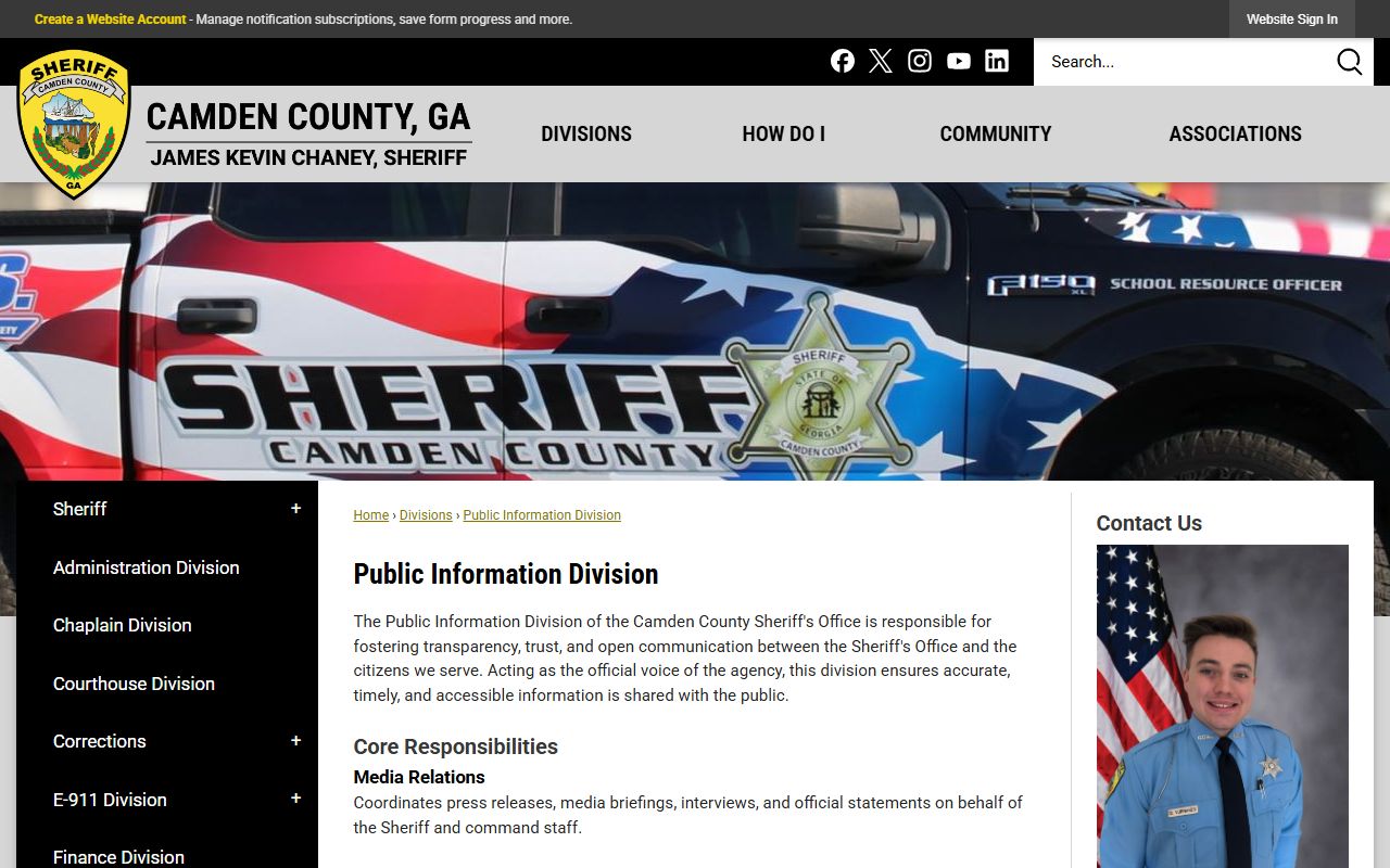 Camden County arrest records and sheriff public information division