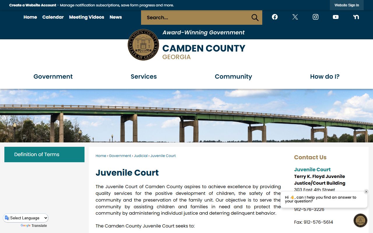 Camden County court dockets Juvenile Court page