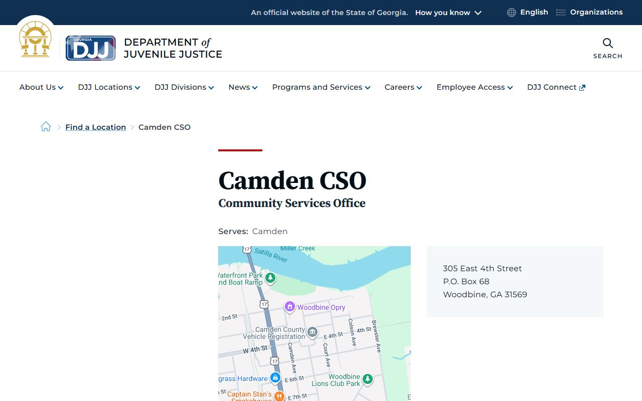 Camden County court dockets DJJ Camden Community Services Office