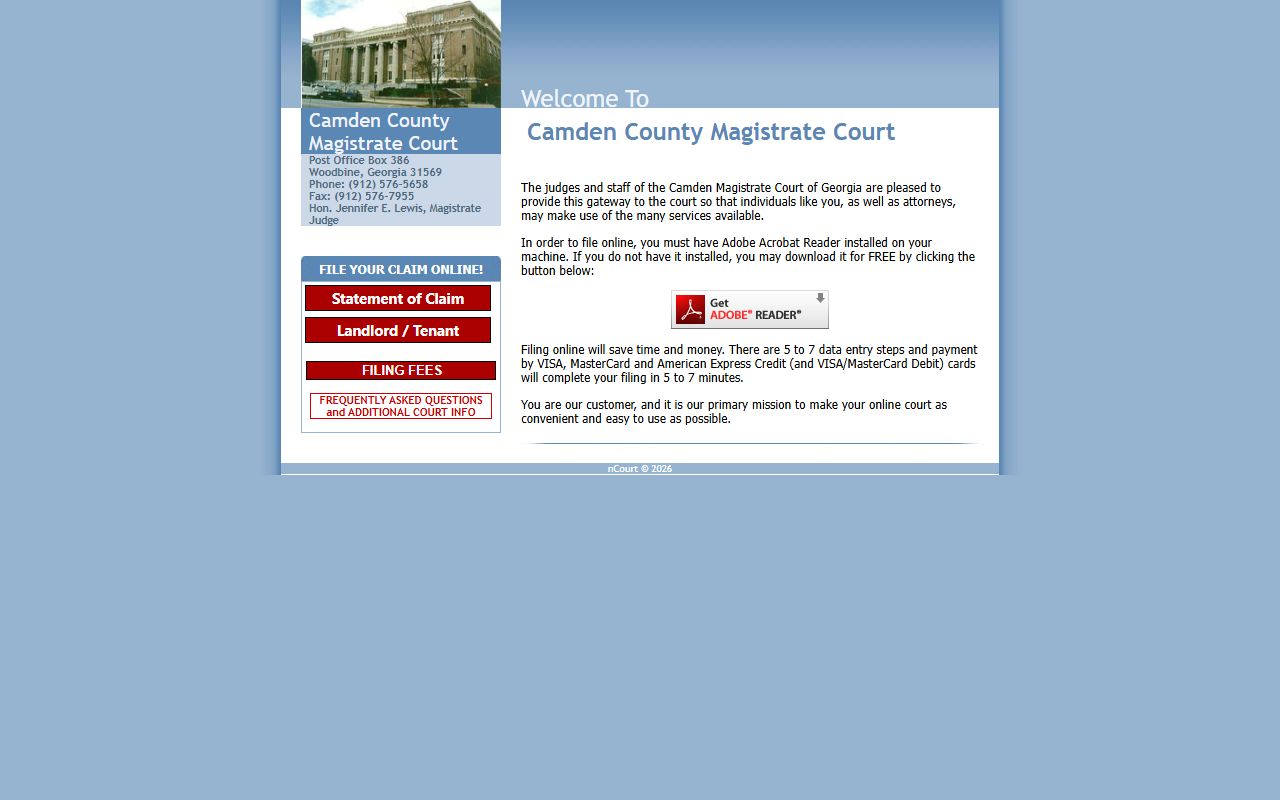 Camden County court records Magistrate nCourt e-file portal