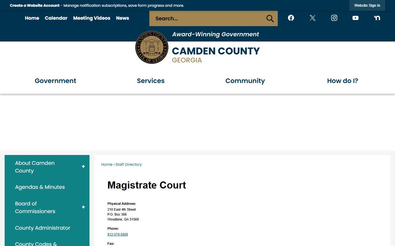 Camden County court records Magistrate Court directory