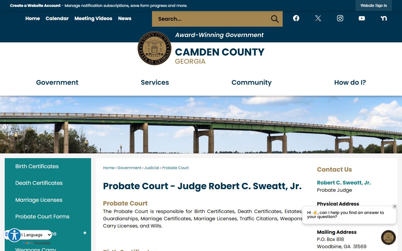 Camden County court records Probate Court page