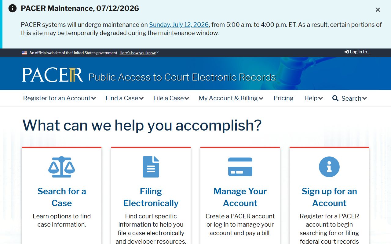 Camden County criminal court records PACER public access system