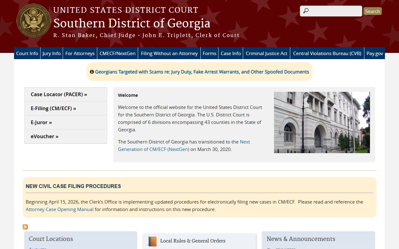 Camden County criminal court records U.S. District Court Southern District of Georgia