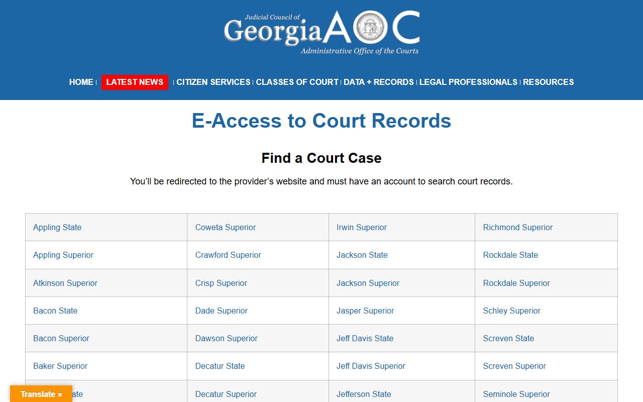 Camden County court records Georgia e-access overview