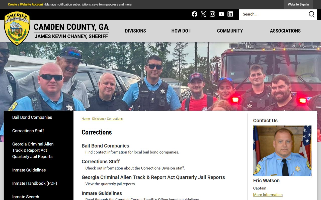 Camden County inmate records sheriff corrections page