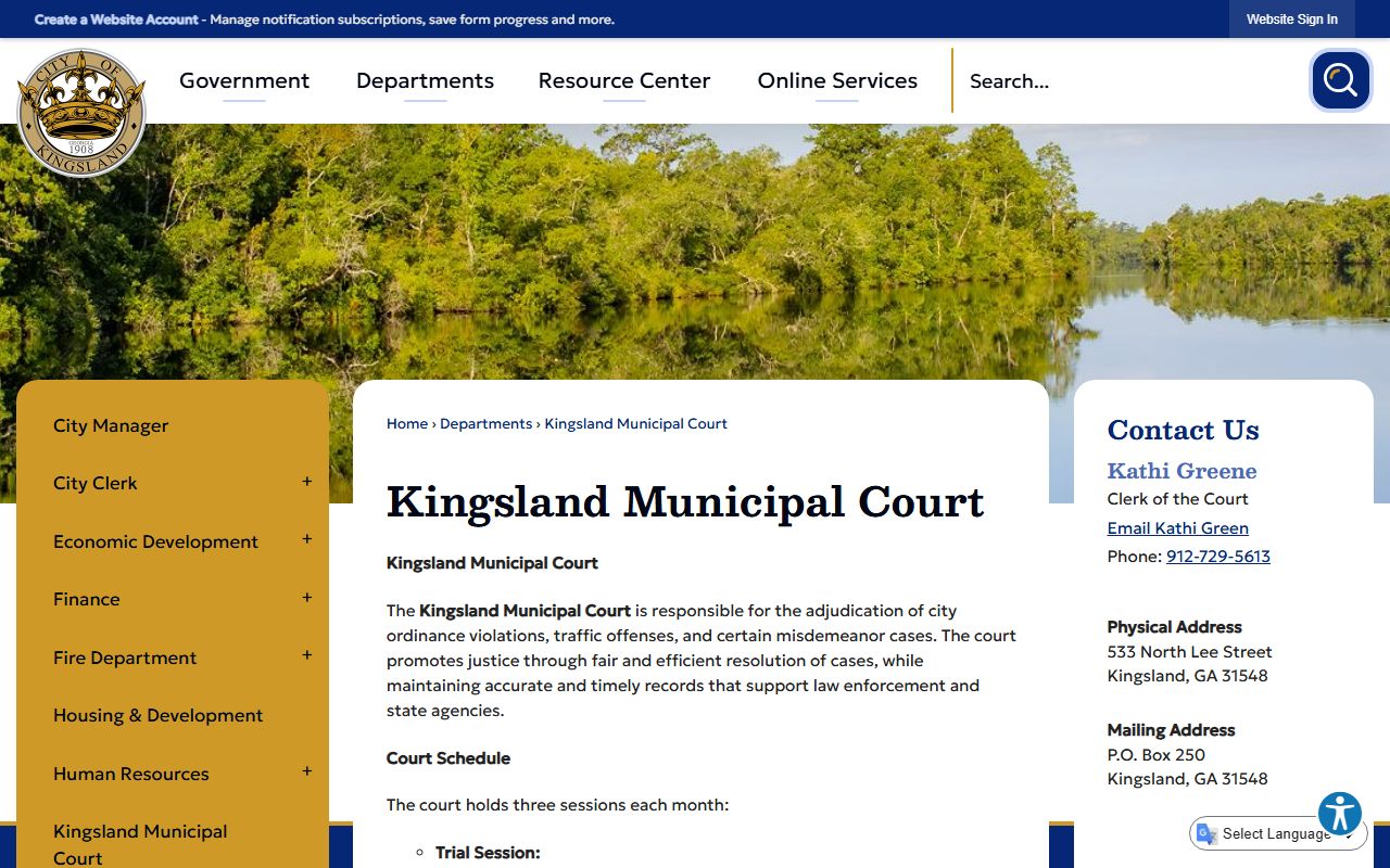 Camden County traffic court records Kingsland Municipal Court traffic cases
